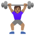 🏋🏽‍♀️ woman lifting weights: medium skin tone display on Google